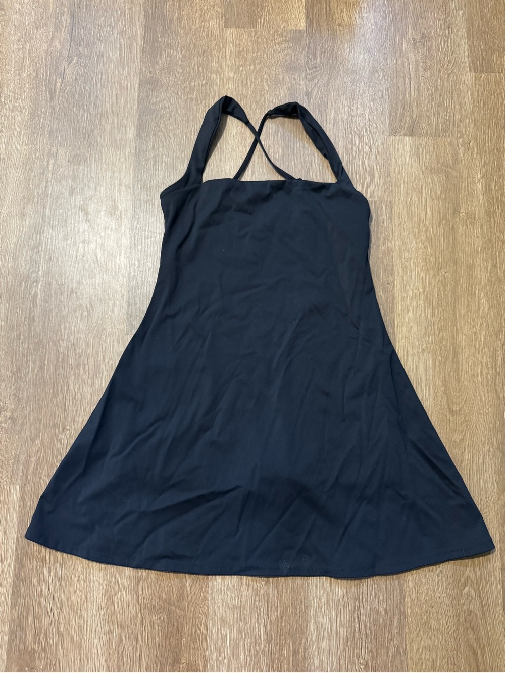 QINSEN Womens Square Neck Tennis Dress Built in Shorts Athletic Dress Pockets